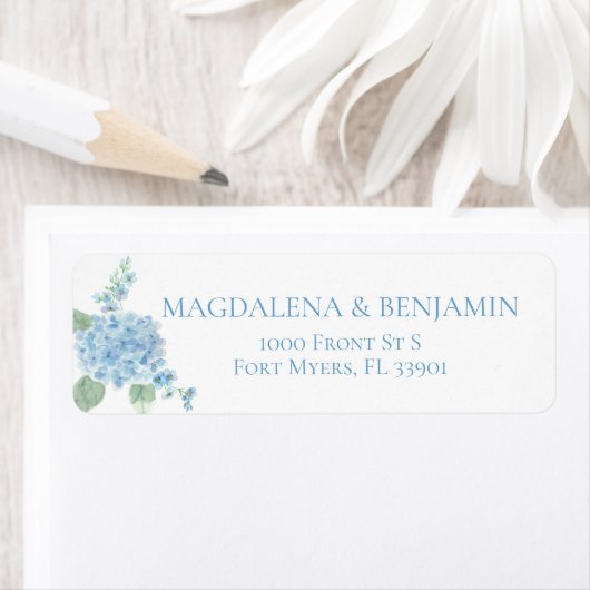エレガントビクトリアンガーデンブルーアジサイ結婚ズ ラベル (インサイチュ)
