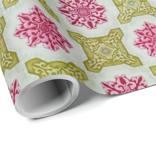 エレガントビクトリアンクラシックフローラタイル ラッピングペーパー (ロールコーナー)