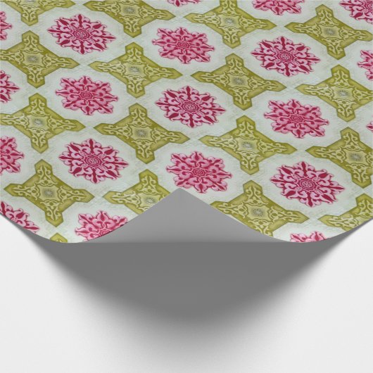 エレガントビクトリアンクラシックフローラタイル ラッピングペーパー (角)