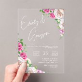エレガントビクトリアンバラ結婚フローラ アクリル招待状 (インサイチュ (ポータブル))
