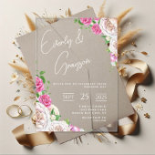 エレガントビクトリアンバラ結婚フローラ アクリル招待状