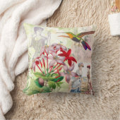 エレガントビクトリアンファッションコラージュ花鳥 クッション (ブランケット)