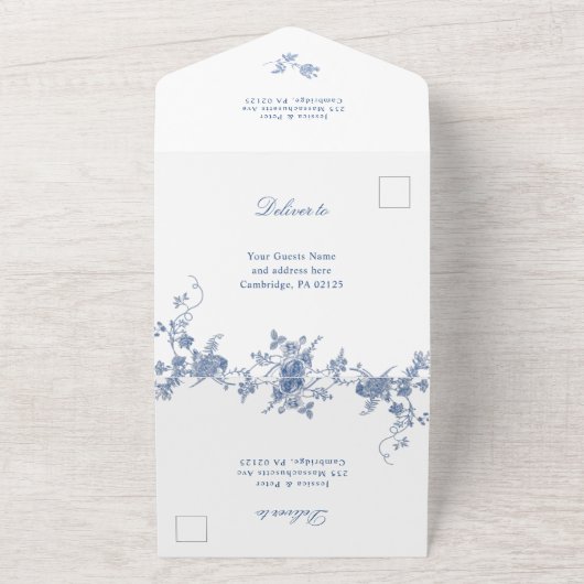 エレガントビクトリアンフランスのフローラ結婚ズ オールインワン招待状 (外側)