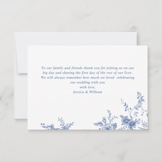 エレガントビクトリアンフランスのフローラ結婚ズ サンキューカード (裏面)