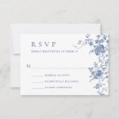 エレガントビクトリアンフランスのフローラ結婚ズ 出欠カード (正面)