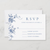 エレガントビクトリアンフランスのフローラ結婚ズ 出欠カード (正面)