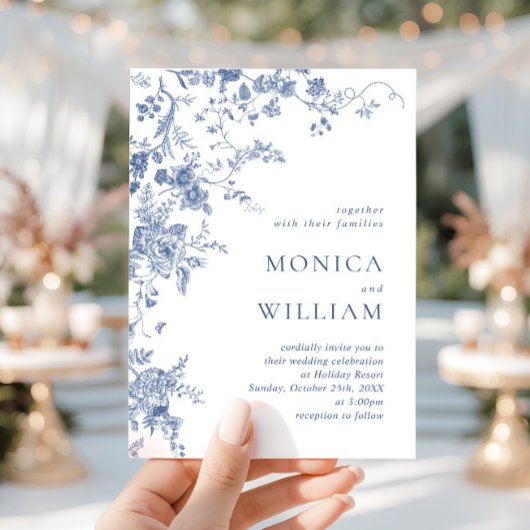 エレガントビクトリアンフランスのフローラ結婚ズ 招待状