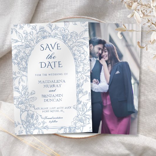 エレガントビクトリアンフランスのフローラ セーブザデート