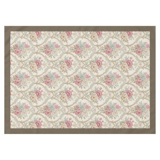 エレガントビクトリアン妙な花の柄 テーブルクロス (正面(横))