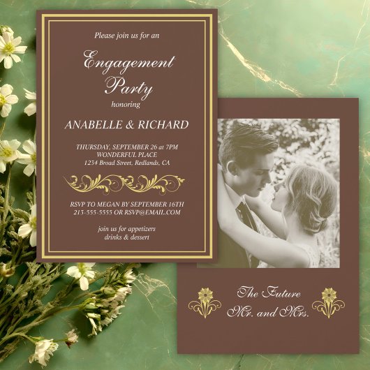 エレガントビクトリアン婚約パーティ 招待状