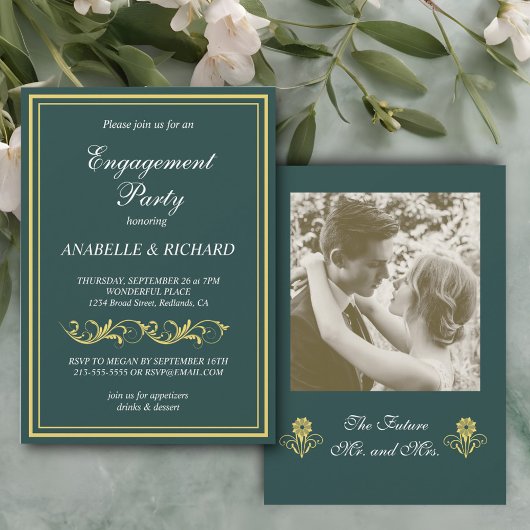 エレガントビクトリアン婚約パーティ 招待状