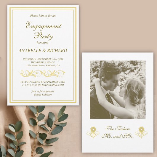 エレガントビクトリアン婚約パーティ 招待状