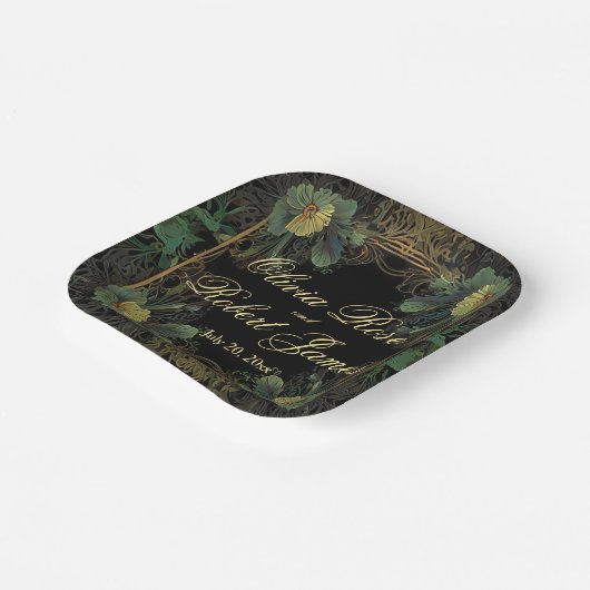 エレガントビクトリアン植物性の気の結婚多い ペーパープレート (傾斜あり)