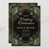 エレガントビクトリアン濃い結婚植物体 招待状 (正面/裏面)
