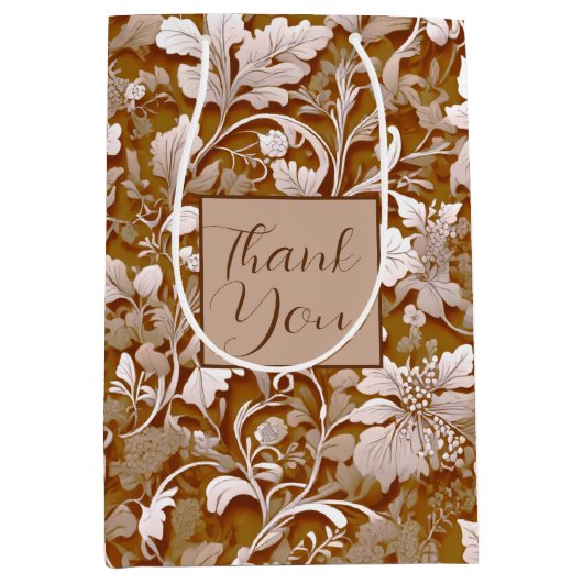 エレガントビクトリアン白フローラ ミディアムペーパーバッグ (正面)