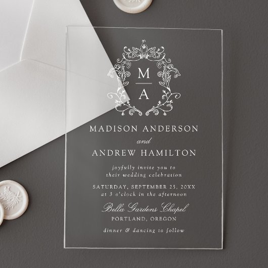 エレガントビクトリアン結婚フローラ アクリル招待状