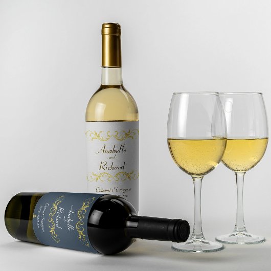 エレガントビクトリアン結婚ボトル ワインラベル