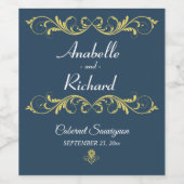 エレガントビクトリアン結婚ボトル ワインラベル (シングルラベル)