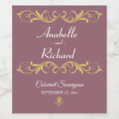 エレガントビクトリアン結婚ボトル ワインラベル (シングルラベル)