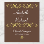 エレガントビクトリアン結婚ボトル ワインラベル (シングルラベル)