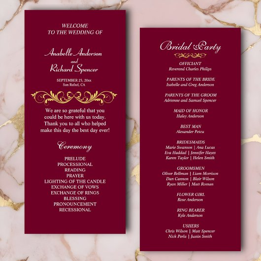 エレガントビクトリアン結婚式 プログラム