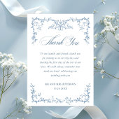 エレガントビクトリアン華美フローラダスティブルー結婚ズ サンキューカード