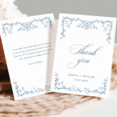 エレガントビクトリアン華美フローラダスティブルー結婚ズ サンキューカード