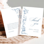 エレガントビクトリアン華美フローラダスティブルー結婚ズ サンキューカード