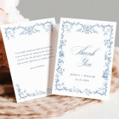 エレガントビクトリアン華美フローラダスティブルー結婚ズ サンキューカード