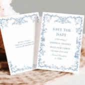 エレガントビクトリアン華美フローラダスティブルー結婚ズ セーブザデート