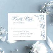 エレガントビクトリアン華美フローラダスティブルー結婚ズ 出欠カード