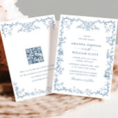 エレガントビクトリアン華美フローラダスティブルー結婚ズ 招待状