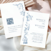 エレガントビクトリアン華美フローラダスティブルー結婚ズ 招待状