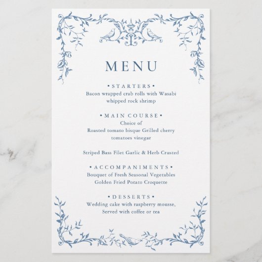 エレガントビクトリアン華美フローラ結婚のメニュー (正面)