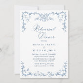 エレガントビクトリアン華美Blue Reharsal Dinner 招待状 (正面)