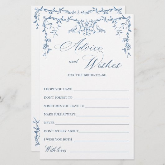 エレガントビクトリアン華美Blue Wishesとアドバイスカード (正面/裏面)