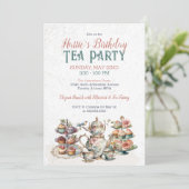 エレガントビクトリアン誕生日茶パーティの招待状 招待状 (スタンド正面)