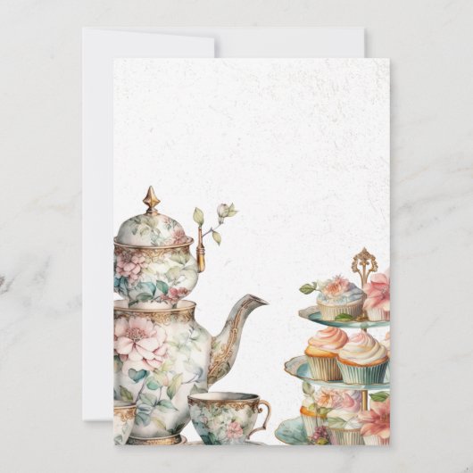 エレガントビクトリアン誕生日茶パーティの招待状 招待状 (裏面)