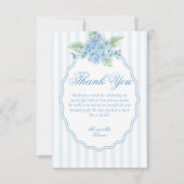エレガントビクトリアン青あじさい写真結婚 サンキューカード (正面)