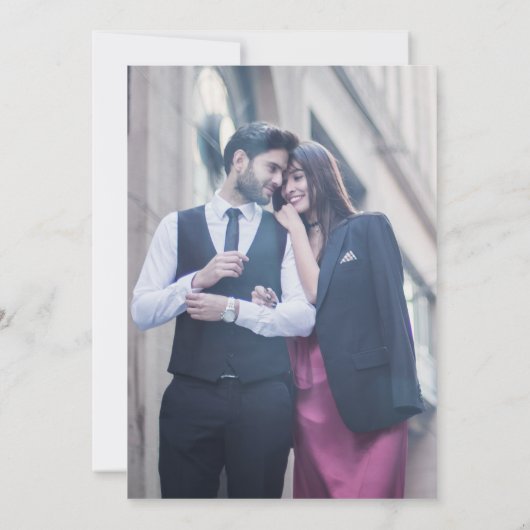 エレガントビクトリアン青あじさい写真結婚 セーブザデート (裏面)