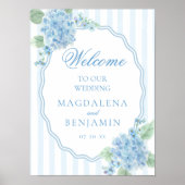 エレガントビクトリアン青あじさい結婚の歓迎 ポスター (正面)