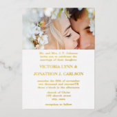 エレガントビクトリアンBall金ゴールド結婚 Photo's 箔招待状 (正面)