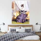 エレガントビクトリアンLady with Teacup -ヴィンテージアートP キャンバスプリント (インサイチュ (寝室))