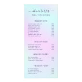 エレガントビューティーサロンホログラフィック価格表 ラックカード (正面)