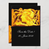 エレガントビューティー / 黄色の リボンと花の女性 招待状 (正面/裏面)
