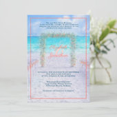 エレガントビーチアーバーブルーグラデーションコーラル結婚ズ 招待状 (スタンド正面)
