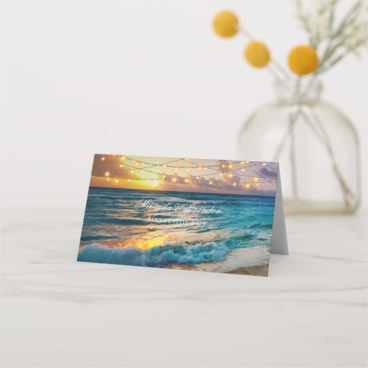 エレガントビーチサマー結婚ズ プレイスカード (裏面)