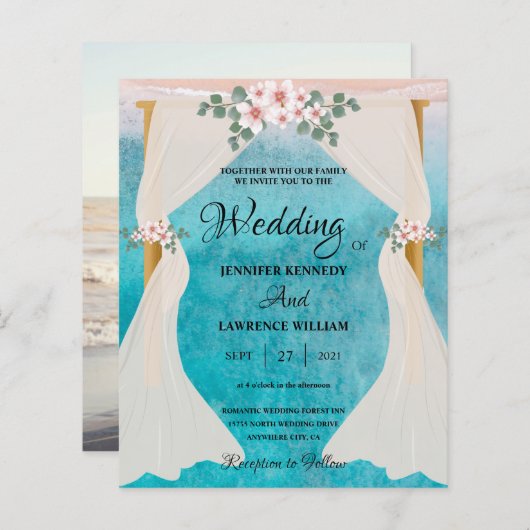 エレガントビーチシーサイドチュレアーバーフォトズ結婚ス (正面/裏面)