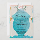 エレガントビーチシーサイドチュレアーバーフォトズ結婚ス 招待状 (正面)