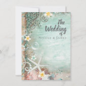 エレガントビーチシースターフィッシュ&パールビーチズ結婚ーズ 招待状 (裏面)